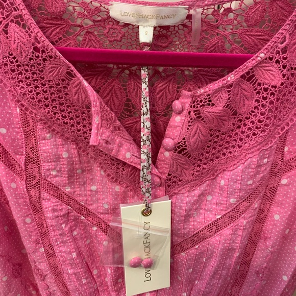 LOVESHACKFANCY Jaislyn Pink Embroidered Dress Size S NWT - Picture 6 of 6